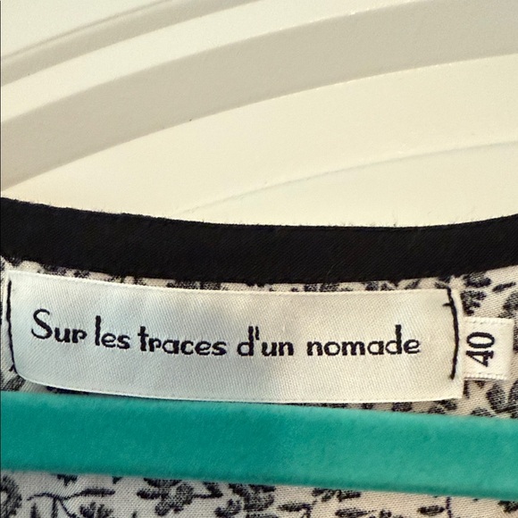 Black and White French Designer Flower Print Midi Dress - Picture 2 of 3